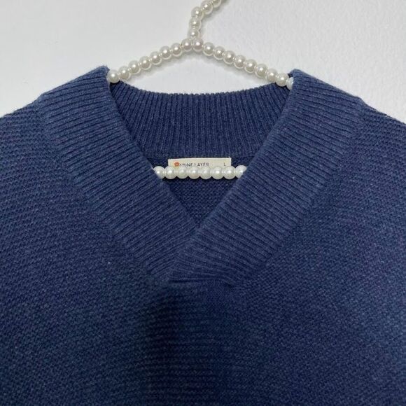 Marine Layer Mens Sweater Large Knit Pullover Navy Blue Shawlneck Sven V-Neck - Picture 4 of 7